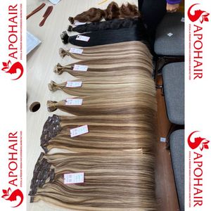 Clip ins-extensiones de cabello humano natural, mezcla de cabello vietnamita liso, color piano, extensión brasileña, apohair jessie - Product Image 5