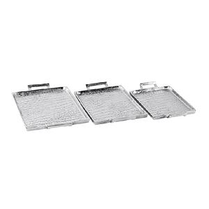 Ensemble de plateaux de service pour petit-déjeuner polis faits à la main 3 motifs texturés avec poignées-Différentes tailles pour un service pratique - Product Image 1