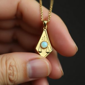 สร้อยคอทองคำรูปสิงโตหรูหรา24K สำหรับผู้หญิงพร้อมสร้อยโอปอลพลอย - Product Image 2