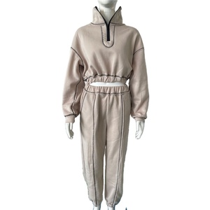 Conjunto deportivo de mujer RTS New Fashion con media cremallera, top de moda, conjunto deportivo de mujer con nuevo diseño, top corto y pantalones deportivos CP-WTS-04 - Product Image 1