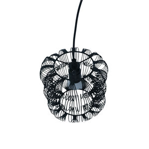 <b>Modern</b> One-<b>Light</b> Industrial Metal Pendant <b>Light</b> for Kitchen Farmhouse Easy <b>Ceiling</b> Installation <b>Black</b> with Iron Cage Middle Size - Product Image 5