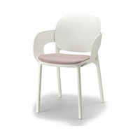 Fauteuil de salle à manger avec coussin d'assise en tissu fixe, coque en technopolymère post-consommation, fauteuil pour restaurant, hôtel, café, fabriqué en Italie