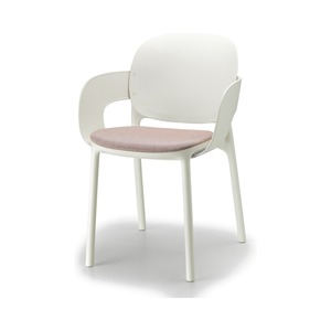 Dining Armchair with <b>Fixed</b> Fabric Seat Cushion, <b>Post</b>-Consumer Technopolymer Shell, Restaurant Hotel Cafe Armchair Made in Italy - Product Image 2