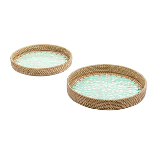 Juego de buena calidad de 2 Bandejas para servir fregonas de forma redonda, último diseño, superventas, bandeja para servir postres, plato para el hogar y la cocina - Product Image 1