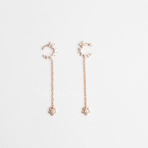 Boucles d'oreilles en diamant naturel et de laboratoire Celestial Luxury Gold Danglers Moissanite d'Inde pour femme - Product Image 2