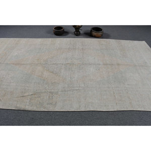 Alfombra turca vintage de 5,5x10,7 pies, estilo bohemio gris, respetuoso con el medio ambiente, Jacquard Technics, respaldo de látex de lana, Patchwork - Product Image 3