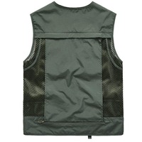 Chalecos de hombre con múltiples bolsillos y cremallera con logotipo personalizado para pesca al aire libre, fotografía, Otoño, senderismo, chaleco