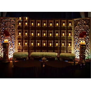 Golden Mirror Metal Wedding <b>Backdrop</b> for Event Modern Wedding Decor Metal Stands <b>Backdrop</b> Luxurious <b>Gold</b> Wedding Metal Panels - Product Image 5