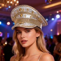 Chapeau de carnaval Mardi Gras à sequins et diamants, à pointes, pour femmes, festival Burning Man, chapeau de capitaine pour la fête costumée