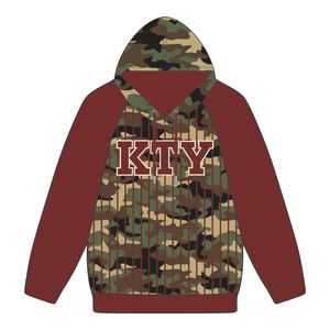 DST Delta Camo Body Maroon Raglan gesses felpa con cappuccio in misto cotone greco abito da Soror HBCU - Product Image 2