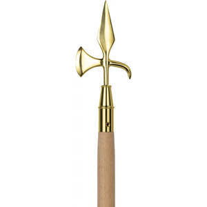 Adorno de latón dorado para mástil de bandera con forma de hacha de batalla, para exhibición en interiores, para mástiles de bandera de 1 pulgada de diámetro, para desfiles y como remate de mástil. - Product Image 2