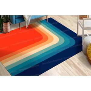 Vibrant Printed <b>Rug</b> - Modern Pattern, Mid Century, Anti-Slip,Nonwoven Thin <b>Rug</b> - Product Image 1