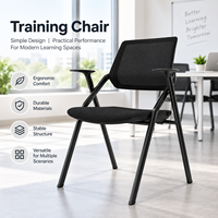 Chaise de formation ergonomique à dossier en maille avec accoudoirs PA+GF et structure en acier au carbone pour salle de classe, salle de conférence, salle de réunion