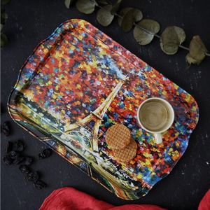 Afremov Paris 215x316mm Grand Plateau Décoratif Rectangulaire en Bois avec Poignée Design de Plateau de Service Moderne Fantaisie - Product Image 2