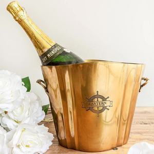 ถังน้ำแข็งแชมเปญสีทองโบราณ พร้อมโลโก้สั่งทำ รับขายส่ง ราคาถูกที่สุด ถังแช่ไวน์อะลูมิเนียม - Product Image 1