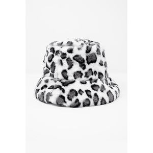 Chapeau Bob Blanc Brodé 3D avec Nœuds Léopard, Imprimé Animalier Dessin Animé, en Velours, Flanelle, Tissu Éponge, Rayé, Style Ski, Décontracté - Product Image 1