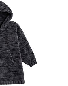 Suéter de Punto con Capucha Negro Carbón para Mujer, Suéter Largo, Grueso, de Ganchillo, Cálido para Invierno, Informal, para Usar en la Calle, para Moda - Product Image 2