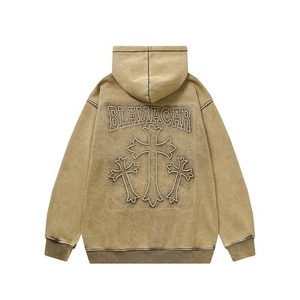 Logotipo en relieve OEM Nueva moda jersey con capucha de algodón de alta calidad de gran tamaño suelto personalizado Sudadera con capucha deportiva para hombres - Product Image 4