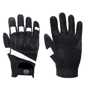 Gants de moto en cuir véritable blanc pour hommes et femmes Rouge Noir Gants de moto de route ignifuges pour l'été et l'hiver - Product Image 1