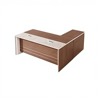 Meubles de bureau exécutifs en forme de L SYA01-26, noyer foncé, gris anthracite, bureau de direction, armoire de rangement intégrée