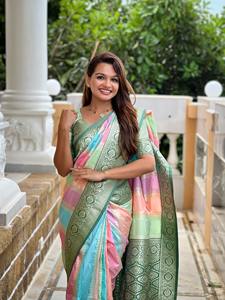 Saree en soie Premium Pure Soft Banarasi avec design multicolore Saree Collection - Product Image 2