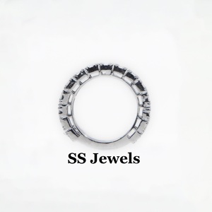 Bague en diamant Baguette plaquée or blanc 10 carats 925 argent VVS Moissanite Iced Out alliance pour hommes femmes cadeau d'anniversaire - Product Image 3
