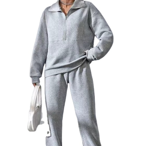 Alta calidad logotipo personalizado algodón polar Joggers mujeres chándales conjuntos transpirable deporte de invierno al por mayor - Product Image 3