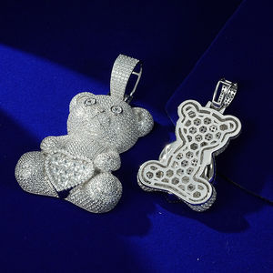 Diamant certifié IGI or blanc 14 carats Hip Hop glacé VVS diamant 3D dessin animé fin pendentif breloques fête - Product Image 2