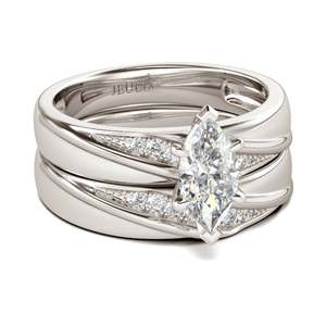 Ensemble de bagues en argent sterling de style Jeulia, coupe marquise diagonale - Product Image 1