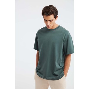 T-shirt à col rond en coton biologique 100% épais et texturé, coupe ample pour homme GRIMELANGE Jett - Product Image 1