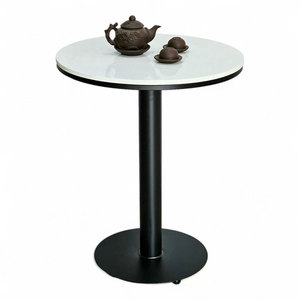 Modern Farmhouse 60cm Coffee Table Durable Iron Legs Stone Top Black CFD68217 Living Room Furniture Set - Product Image 1