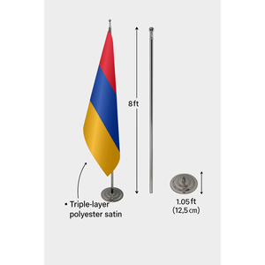Custom #3x5ft# Armenian Interior <b>Flag</b> with Aluminum <b>Pole</b> & Custom Logo (Digital Printing Cotton Plastic or Silk Material) - Product Image 6
