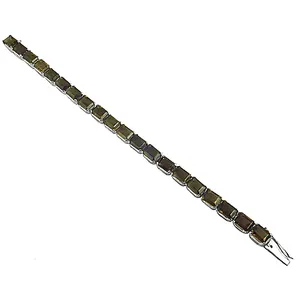 Bracelet à breloques en argent 925 pour femme, pierre naturelle taille émeraude, élégant, idéal pour les soirées, cadeau tendance - Product Image 3