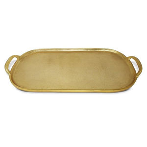 Plateaux de service exclusifs en laiton finition or, forme ovale, pour la maison et les hôtels, plateaux de service pour collations et boissons sur table - Product Image 1