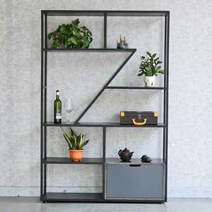 KTB68166 Standing Type Decorative Shelving <b>Unit</b> Iron Frame 240x35x180cm Made Rubber Wood Flexible Design Rectangle Shape for - Product Image 2