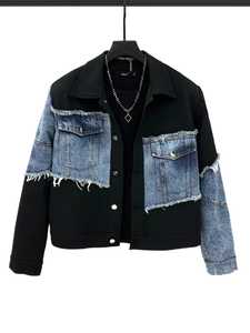 Conjunto De Alta Calidad Personalizado De Chaqueta Y Pantalones Vaqueros De Jean Con Hombros Caídos En Azul Claro Para Hombre Y Mujer - Product Image 3