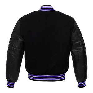 Logo personnalisé grande taille hommes en cuir vestes universitaires toile tissu en gros plaine collège Baseballjacket pour hommes livraison DDP - Product Image 6