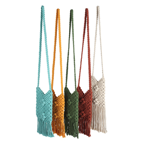 HOMLY-Bolsa cuadrada de macramé multicolor hecha a mano con cordón de algodón natural suave y duradero tejido de la India para bodas - Product Image 2