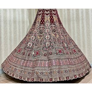 Lehenga choli คู่แต่งงานแบบหนักพิเศษ dupatta zari มีรายละเอียดสไตล์โมเดิร์นสำหรับปาร์ตี้สำหรับฤดูหนาวฤดูร้อน B2B ส่งออกราคาถูก - Product Image 2