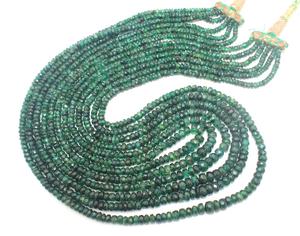 Collier de perles de mode émeraude 100% collier de perles de rondelle à facettes émeraude zambienne - Product Image 3