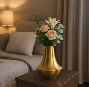 Jarrón de Flores de Latón Grabado a Mano, Diseño Rústico de Hierro Sólido Grabado, Estilo Asiático para Decoración de Bodas y Hogar - Product Image 2