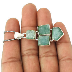 Amazonita piedra preciosa Unisex colgante hecho a mano plata hermoso collar joyería 925 plata esterlina venta al por mayor colgantes fabricante - Product Image 5