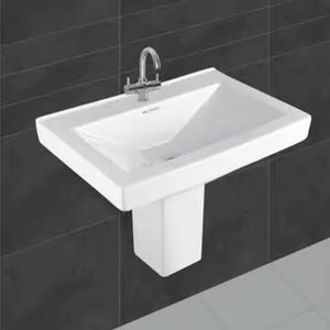 Vistaar Lotus Half Pedestal Lavabo de cerámica para baño Cocina Porcelana Artículos sanitarios Lavabo redondo Fregadero India - Product Image 2