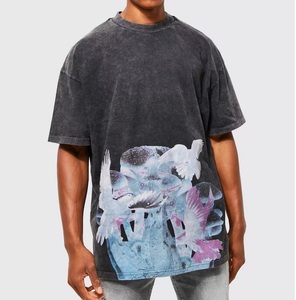 เสื้อยืดคอกลมผ้าคอตตอน230gsm สไตล์วินเทจของผู้ชายเสื้อถักจากหินฟอกสีผ้าสแปนเด็กซ์สไตล์ทางการขายส่ง - Product Image 6