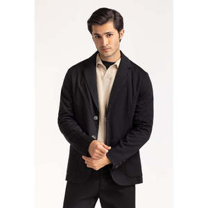 Blazer en velours côtelé croisé coupe ajustée MN-BLZ-WS24-002 pour mariage, longueur longue, grande taille, avec fermeture simple boutonnage - Product Image 4
