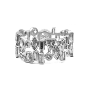 Livraison rapide bijoux conception spéciale haut de gamme platine or blanc diamant naturel rond large bande d'éternité pour dame - Product Image 3