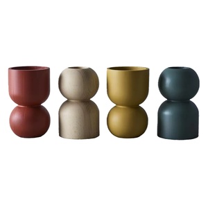 Noël anniversaire mariage décoration qualité supérieure à la main en bois coloré bougeoir votive bougie pilier stands - Product Image 4