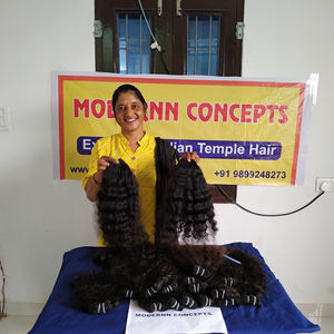 ผม Remy หยิกยาวธรรมชาติสีดำแบบไม่ผ่านกระบวนการผมบริสุทธิ์จากเวียดนามและอินเดียเป็นมัดคู่ปราศจากเหา - Product Image 5