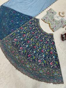 Lehengha détails tissu Chinon fil de travail avec Sequnce taille jusqu'à 44 intérieur Micro - Product Image 4