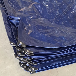 Durabilidad Resistencia al sol Virgen PE Lona Tela Peso pesado 250gsm Tejido Azul Plata Malla Impermeable Estilo liso Proceso UV - Product Image 1